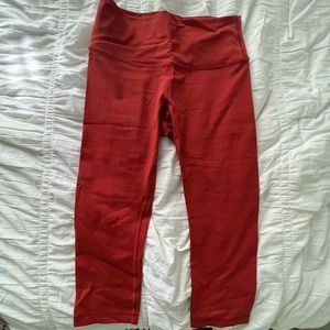 Lululemon Orange Red Wunder Under 23” Crop